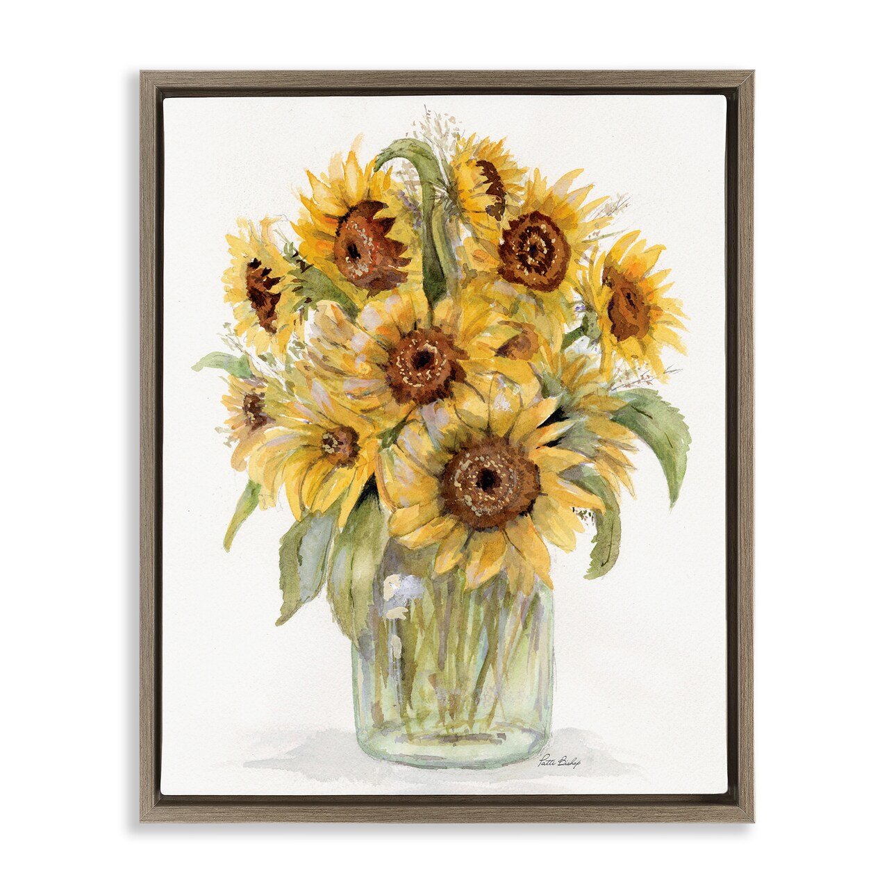 Stupell Industries Sunflower Bouquet in Watercolors Floating Frame, design by Patti Bishop